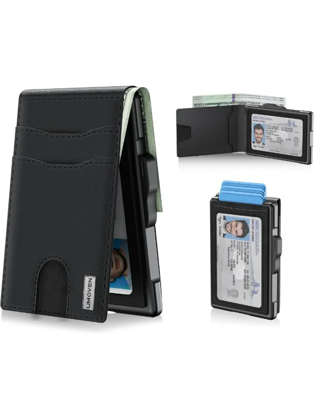 Slim RFID Blocking Wallet for Men - Pop Up Case, Cash & Credit Card Slots
